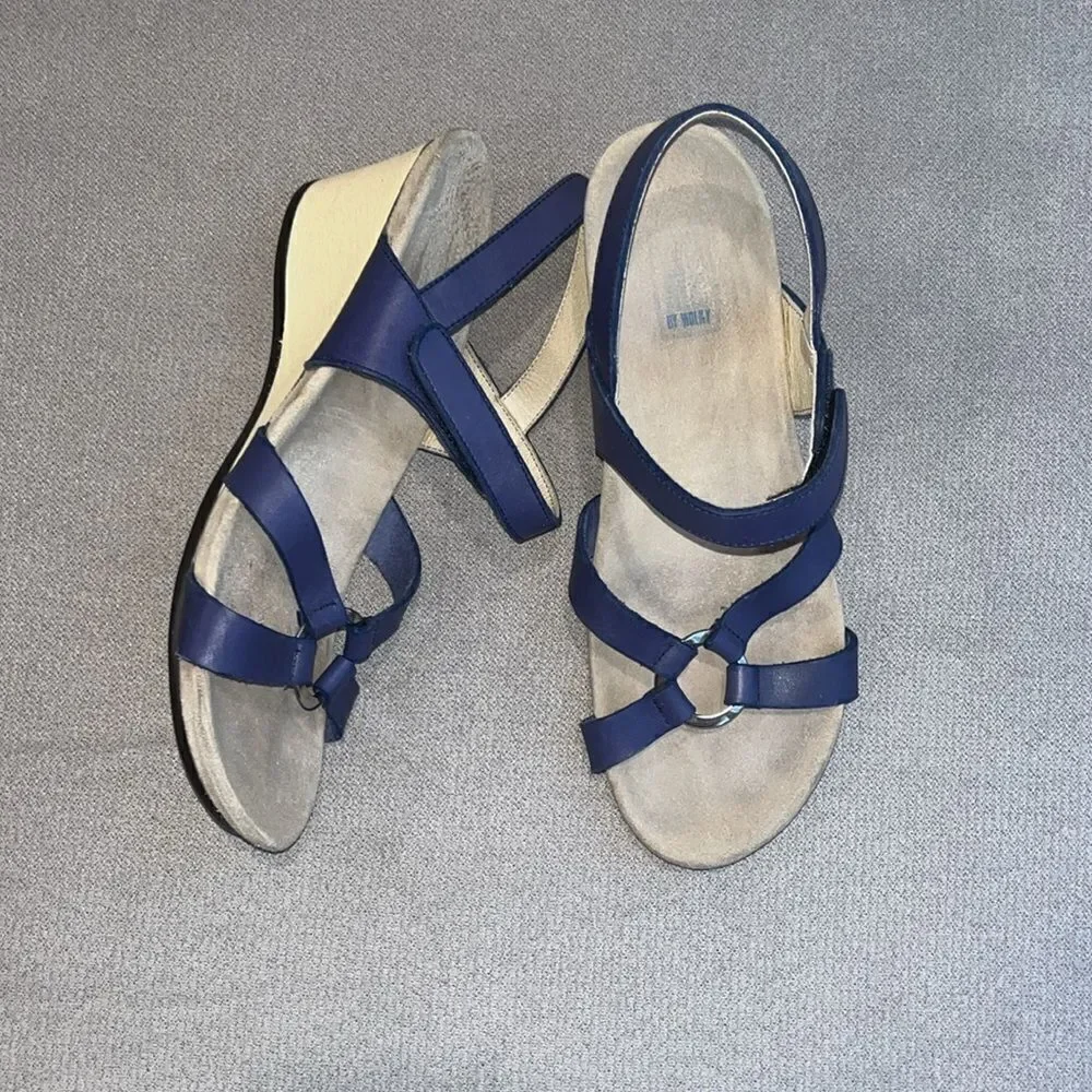 Wolky leather wood 2.5” wedge heel sandals